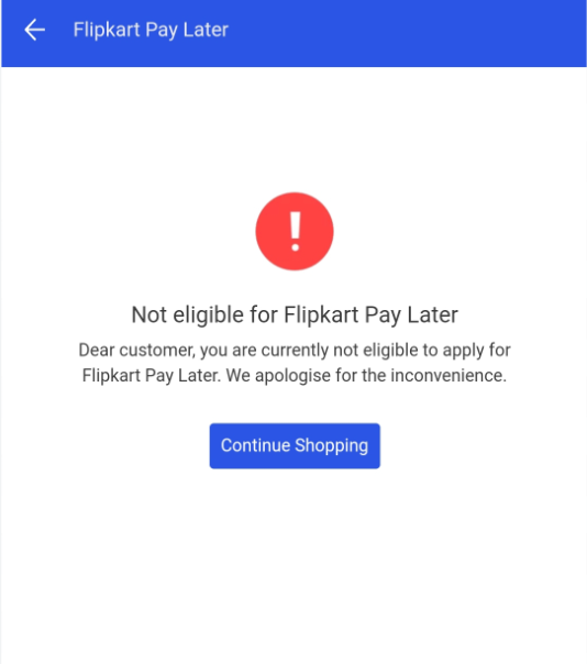 Not Eligible for Flipkart Pay Later